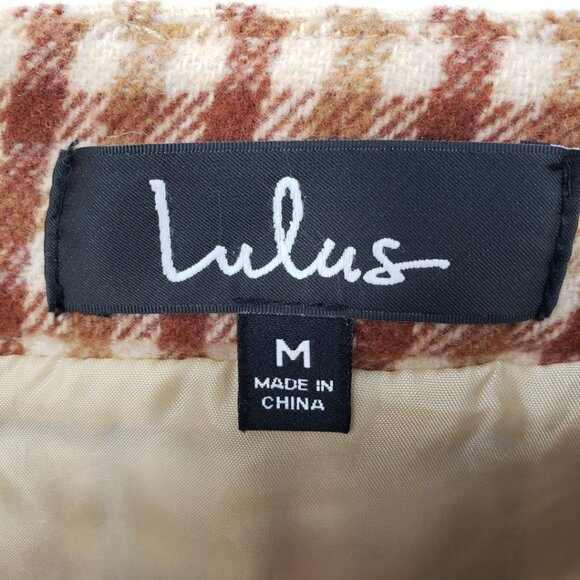 Lulus Plaid Mini Skirt M Sycamore A Line Pockets Tan Brown - Picture 8 of 9